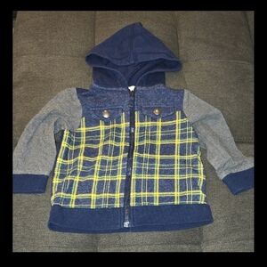 First Impressions Blue, Green, Yellow Plaid Kids Knit Jacket